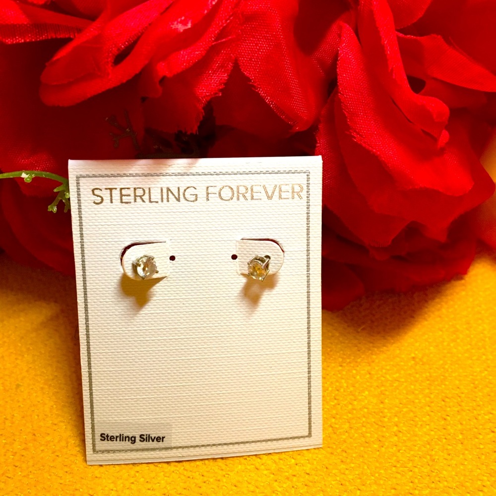 Sterling Forever 925 silver cubic zirconia stud earrings